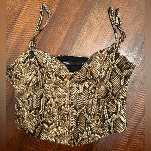 Zara snake size printed corset cropped tank - Picture 1 of 1